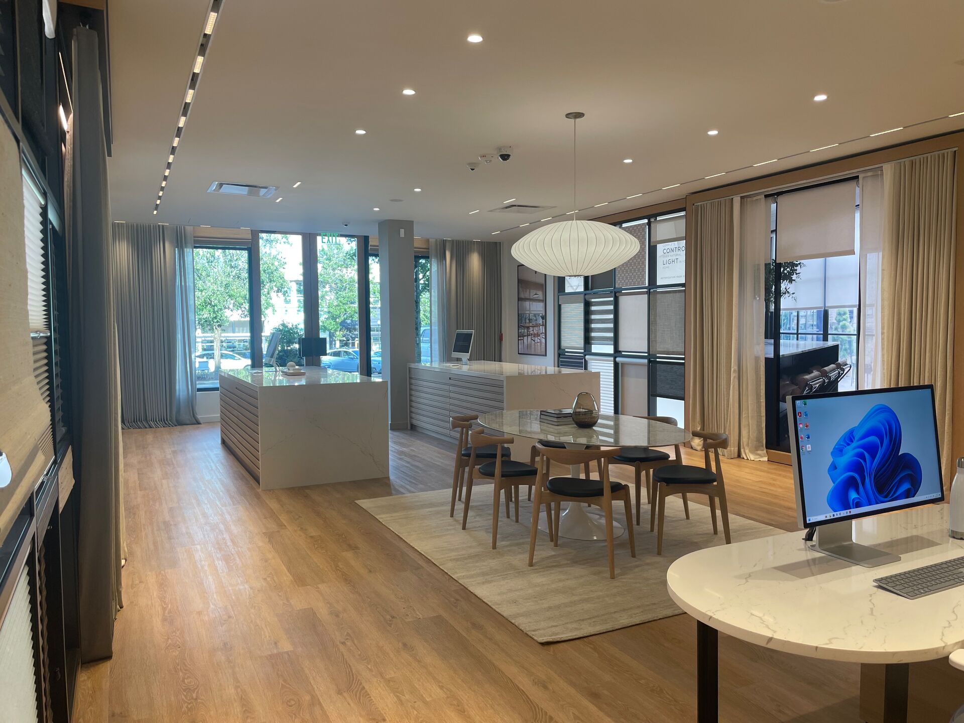 Finished retail showroom interior at project completion